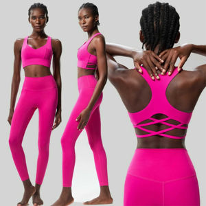 Ensemble de yoga fitness personnalisé pour femmes Nouveau style Vêtements de yoga deux pièces avec taille élastique - Product Image 6