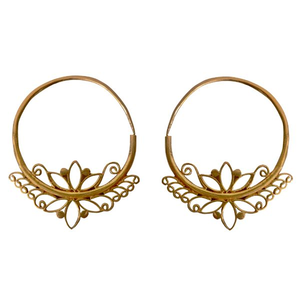 Usine vente cerceau en laiton boucle d'oreille lotus conception irrégulière géométrique boucle d'oreille et taille personnalisée prix chaud - Product Image 1