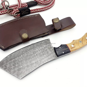 Couteau de cuisine de chef damas fait à la main à haute teneur en carbone couperet personnalisé à forte prise avec manche en bois de rose acier de qualité professionnelle - Product Image 4