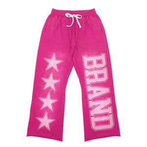 Conjunto personalizado de ropa serigrafiada con capucha y pantalones de chándal acampanados apilados con cremallera y lavado ácido vintage de talla grande para hombre de fabricante - Product Image 6