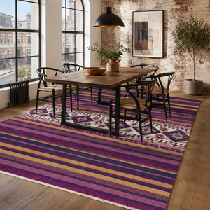 <b>Rug</b> Weavers RW7040 Talish Aubergine Tribal Washable <b>Rug</b> Dropshipping Wholesale Washable Chenille 10 Sizes - Product Image 4
