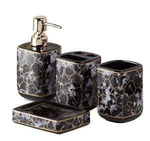Ensembles de salle de bain décoratifs de qualité supérieure en céramique noire faite à la main ensembles de décoration de salle de bain moderne tendance ensembles de décoration de salle de bain en gros - Product Image 5