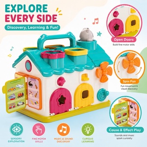 Jouet éducatif interactif 6-en-1 pour bébé et tout-petit, avec tri de formes musicales, motricité <span class=keywords><strong>fine</strong></span>, en ABS, activité Montessori, maison d'activités - Product Image 3