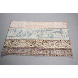 2.3x3.7 ft Turkish Vintage <b>Brown</b> <b>Wool</b> Patchwork Rug Eco-Friendly Latex Backing - Product Image 3