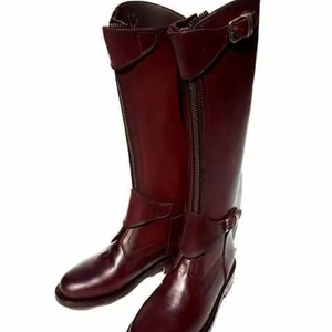 Botas de Montar a Caballo de Cuero de Primera Calidad para Hombre, Botas Altas de Cuero Genuino con Cremallera Larga y Logotipo Personalizado - Product Image 1
