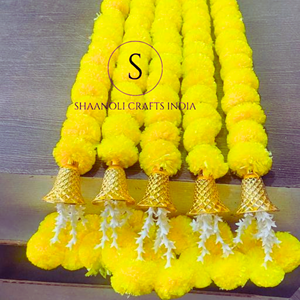 พวงมาลาประดับดอกดาวเรืองแบบอินเดียทำด้วยมือสำหรับแขวนผนังตกแต่งบ้านพวงมาลัยงานแต่งงานและพวงมาลา - Product Image 3