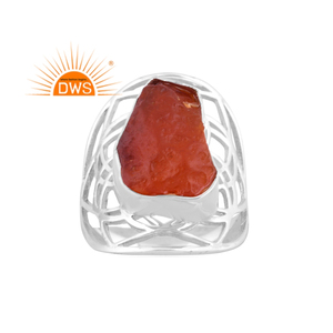 Hot Selling Fine Sterling Silver Natural Carnelian Gemstone <b>Statement</b> <b>Ring</b> Custom Jewelry Manufacturer - Product Image 1