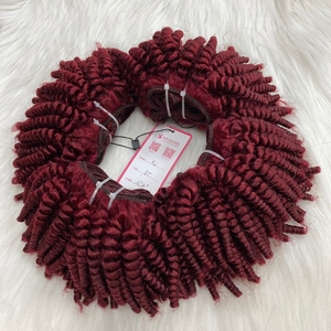 Raw Virgin Double Drawn Extensiones de cabello rojo de 12 pulgadas Máquina de trama de cabello humano rizado Suelto - Product Image 3