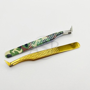 แหนบต่อขนตาปลอมทำจากสเตนเลสสตีลสีทองแบบมืออาชีพแหนบปลายแหลมนาโนแบบใช้มือทดสอบปริมาณ - Product Image 6