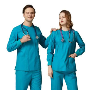 2024 alta calidad de los hombres de manga corta de verano Hospital Scrubs nuevo diseño multi-bolsillos cremallera traje de fregado de cuello alto conjuntos de fregado - Product Image 6