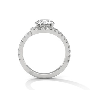 2.54ctw Round Brilliant Cut CZ Bypass Halo <b>Ring</b> 925 Sterling Silver Engagement Band - Product Image 3