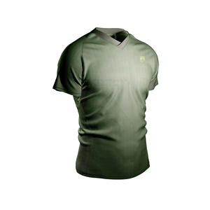T-shirt de sport personnalisé pour hommes Maillot d'entraînement de gymnastique respirant à séchage rapide OEM/ODM Vêtements de sport à manches courtes col en V - Product Image 3