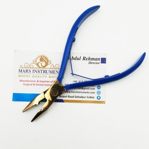 Pince d'extension de cheveux professionnelle à un trou bleu avec métal en acier inoxydable à pointe argentée pour usage commercial - Product Image 1