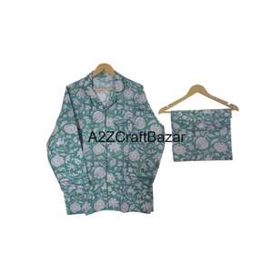 Conjunto de Pijama Largo de Verano para Mujer, 100% Algodón Puro, Estampado Floral de Lujo, Ropa de Dormir Cómoda - Product Image 5