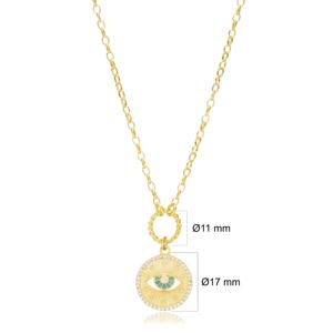 Médaillon Oeil Turc Pendentif Charme Collier En Gros Fabriqué À La Main 925 Bijoux En Argent Sterling - Product Image 2