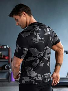 T-shirt de fitness élégant pour homme, imprimé par sublimation, col rond, mélange polyester-coton, vêtements décontractés et sportifs - Product Image 3
