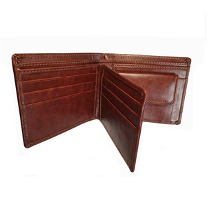 ADORA ADAGW-0525 Brown Black Genuine <b>Leather</b> Bi-fold <b>Wallet</b> <b>Men</b> Coin Pocket RFID Blocking Open Closure High Quality Durable - Product Image 1