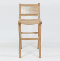 Tabouret de bar moderne en bois de teck finition naturelle, écologique, durable, minimaliste, pour hôtel, cuisine, chambre, salon, parc