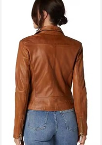 Chaqueta de mujer de cuero auténtico 100% auténtica nueva chaqueta de cuero genuino de motorista informal y elegante en embalaje Premium - Product Image 5