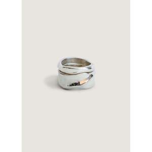 Athena Sculptural <b>Silver</b> <b>Ring</b> <b>Stack</b> Fashionable Trendy Opening Inlay Gold Plating Stainless Steel Main Stylish Number Gift - Product Image 1