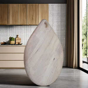 Tabla de Cortar de Madera Natural Hecha a Mano, Ecológica, con Mango, Forma Rectangular Gruesa y Redondeada para Cortar Pizza, Éxito de Ventas 2024 - Product Image 2