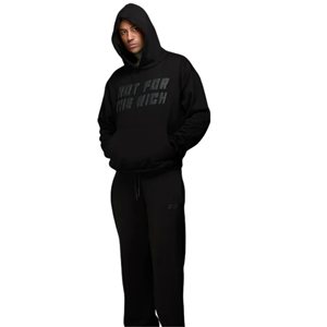 Sweat à capuche noir surdimensionné pour homme, 380GSM, coton biologique lourd, streetwear, pull avec logo imprimé en relief mat - Product Image 6