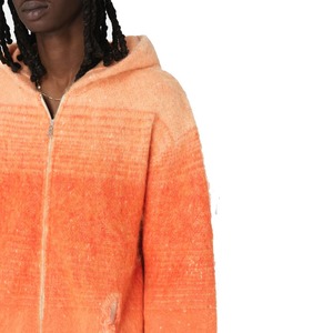 2025 Trendy Custom Zip up Mohair Hoodies <b>Winter</b> Wear Hoodies Casual Oem Design Oversized Wool Knitted Men Mohair Hoodies - Product Image 5