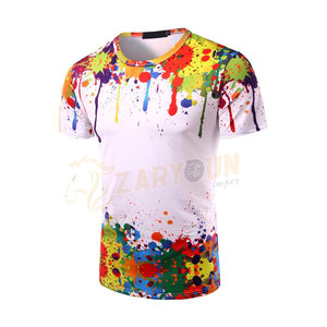 Factory Wholesale Custom 100% Polyester Sublimation O-Neck T-Shirts Men Casual Short Sleeve Solid Pattern Canvas Fabric - Product Image 5