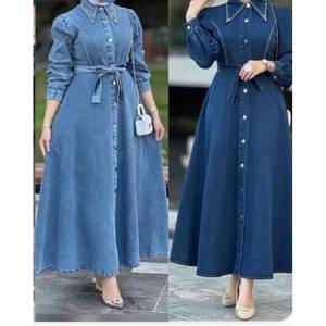 green emerald velvet dress LUNA DENIM MAXI DRESS – AKIRA main image 1