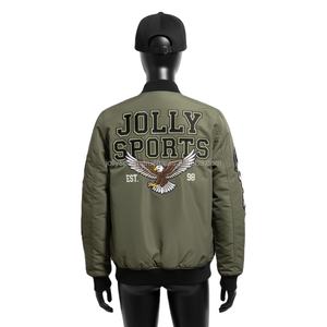 Chaqueta de bombardero para mujer Premium 230 GSM Poliéster Verde Oliva Parches bordados Diseño de logotipo personalizado Chaquetas de bombardero para mujer - Product Image 2