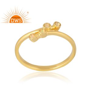 Latest Selling <b>925</b> Sterling <b>Silver</b> 18K Gold Plated Natural Ethiopian Opal Gemstone <b>Ring</b> Demi Fine Jewelry Manufacturer - Product Image 1