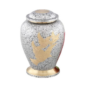 High Quality Brass Cremation <b>Keepsake</b> Urn With Gold Engraving And White Black Marble Finished For Human <b>Ashes</b>-Funeral Supply - Product Image 1