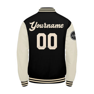 Veste universitaire universitaire personnalisée avec corps en laine et manches en cuir col montant-MCACVJ-48 en vrac logos brodés sur le devant - Product Image 3