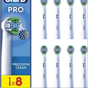 Oral-B Pro精密清洁电动牙刷头，X形和更深牙菌斑去除，一包8个牙刷头，白色