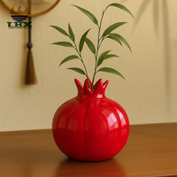 Vase en céramique de grenade rouge centre de table en forme de fruit émaillé brillant pour la maison salon et salle à manger décor moderne