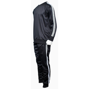 Ensemble de survêtement unisexe noir personnalisé avec logo pour hommes et femmes, deux pièces, vêtements de sport, jogging, OEM ODM, vente en gros, vêtements de sport - Product Image 3