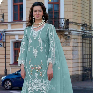 คอลเลกชั่นอีสเตอร์ปักลายชาลวาร์ Kameez ที่สง่างามพื้นด้านข้างสำหรับงานเลี้ยงตามเทศกาล - Product Image 1