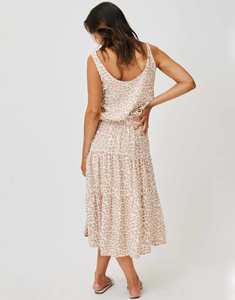 Custom 1/5 Loose Vintage <b>Women's</b> <b>Maxi</b>-Length <b>Skirts</b> Tiered Gathered Leopard Print Elastic Waistband Breathable Natural - Product Image 2