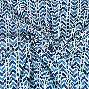 Blue Chevron Print 240 TC Algodón Cama doble Dohar (SHKR1028)-Custom King Single Twin Super King Soft Microfiber Poliéster Hoteles - Product Image 1