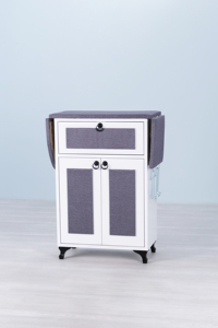 Planche à repasser pliante/armoire à repasser – Cadre blanc, tissu à motifs anthracite - Product Image 4