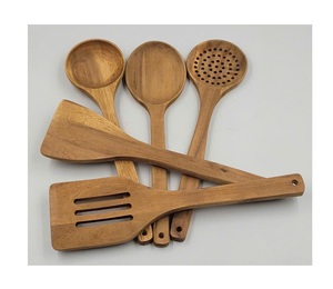 Juego de utensilios de cocina de madera de Acacia de fabricación/cucharas de cocina de madera Natural utensilios para el hogar restaurante vajilla utensilios de cocina - Product Image 1