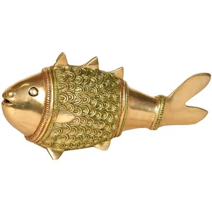 Estatua de pez de latón Vintage moderna Vastu Feng Shui significado peso de papel Showpiece para Iglesia interior cementerio templo Villa - Product Image 2