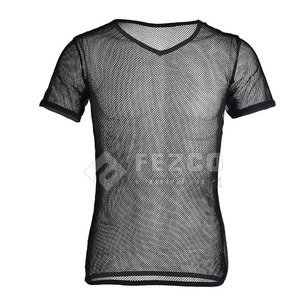Customize Wholesale Price Comfortable Breathable Letter Pattern Knitted Mesh T-Shirt for Men New Arrival Casual Short Sleeve - Product Image 1