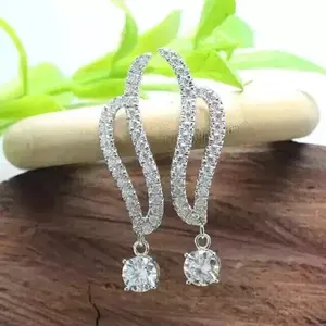 ต่างหูเพชรโมอิส2.20เงิน925วินเทจตัดประกายเพชรแบบหยดน้ำ/ห้อย - Product Image 4