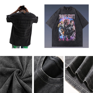 เสื้อยืดผ้าฝ้าย100% โอเวอร์ไซส์โลโก้ DTG เสื้อยืดวินเทจซักได้กรดหินเฮฟวี่เวท - Product Image 4