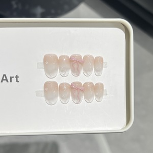 Épingle à joues naturelle ovale courte en couches blanc laiteux tons roses subtils frais Girly Looks coréen doux Style glamour acrylique nœud doigt - Product Image 3