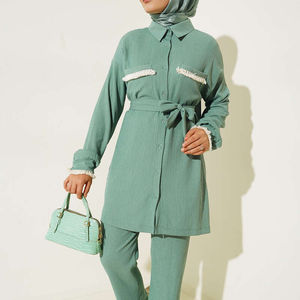 Nouvelle saison Satin femmes été modeste ethnique islamique robe dubaï musulman caftan tunique Abaya Style turc fait mode islamique - Product Image 1