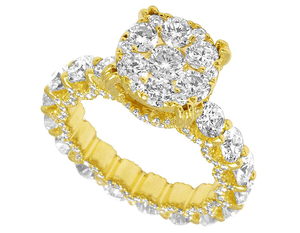 แหวนหมั้นเพชรโมอิสสีเงินสเตอร์ลิงชุบทองสีเหลือง S925สำหรับผู้หญิง - Product Image 4