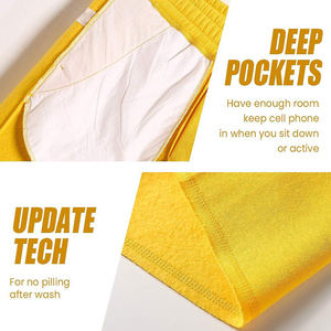 Shorts de jogging pour hommes en molleton de coton uni sur mesure, couleur jaune, taille oversize, avec taille élastique - Product Image 3