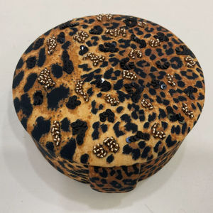 Animal Print Luxury Velvet <b>Wood</b> Fabric Customizable Jewelry Organizer Hand <b>Beaded</b> Embroidered Black Storage Box Customized Size - Product Image 1